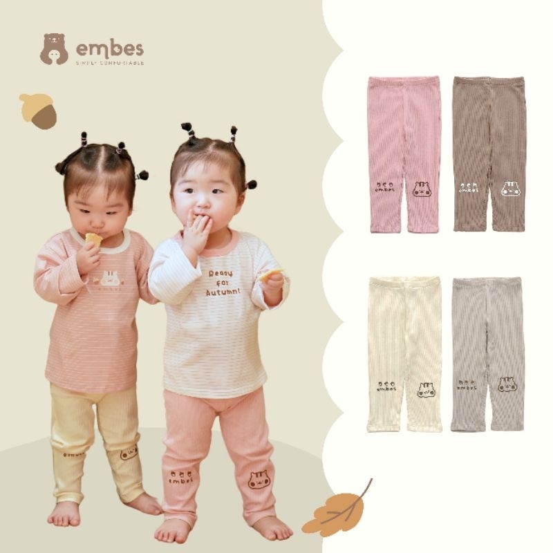 Quần legging dáng dài chất thun tăm mềm mịn Embes cho bé gái, quần dài thu đông BEO.Kids cho bé