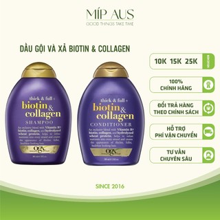 Dầu gội và dầu xả dưỡng tóc dày và suôn mượt - ogx thick and full biotin collagen 385ml