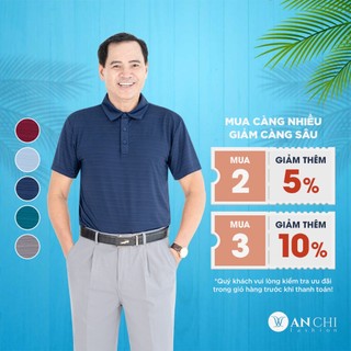 Áo polo nam trung niên ANCHI có cổ form rộng cho bố vải cotton co giãn - ACPLLANH2024