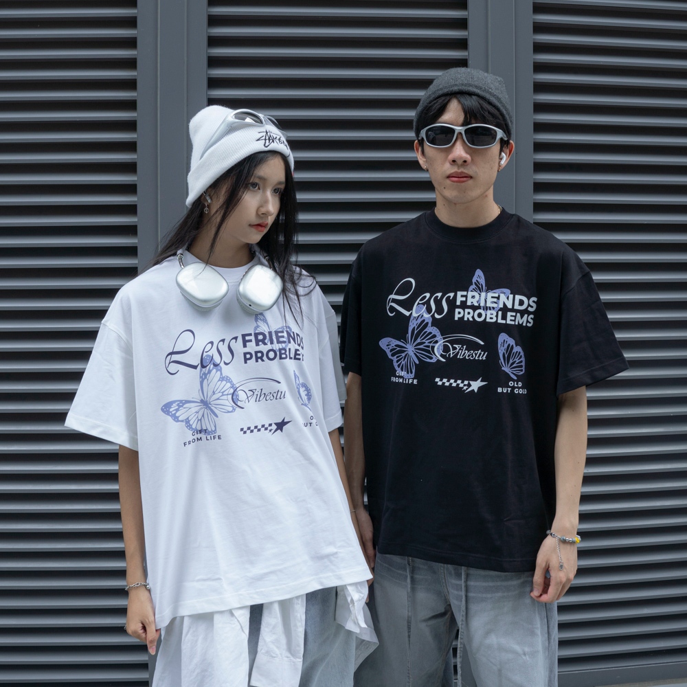Áo Thun Local Brand VIBESTU "Friends Problems", Áo Thun Boxy Form Rộng Unisex 250Gsm 100% Cotton | BigBuy360 - bigbuy360.vn