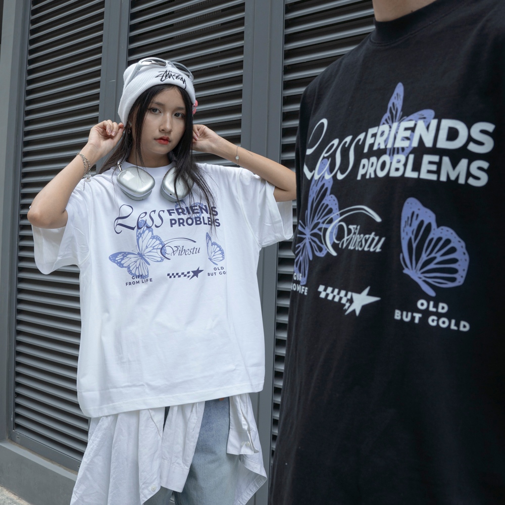 Áo Thun Local Brand VIBESTU "Friends Problems", Áo Thun Boxy Form Rộng Unisex 250Gsm 100% Cotton | BigBuy360 - bigbuy360.vn