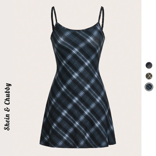 [Bigsize 45-75kg / Order] Đầm hai dây caro xòe ngắn form ôm thoải mái năng động vải thun mát co dãn