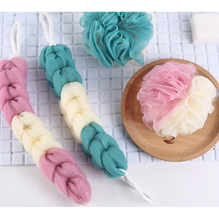 Bông tắm dài/ tròn cao cấp Hàn Quốc 2 màu pastel xinh xắn, lưới mềm