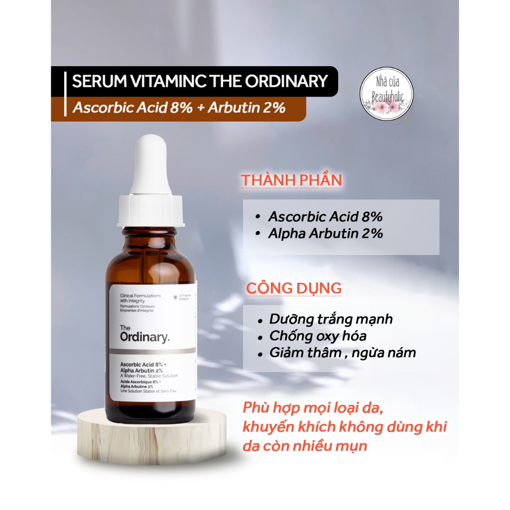 Tinh chất dưỡng trắng da THE ORDINARY ASCORBIC ACID 8% + ALPHA ARBUTIN 2%
