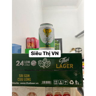Thùng 24 lon bia lager, bia thái xanh x 330ml