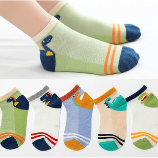 Set 5 đôi tất lưới điều hoà hình khủng long cho bé 3-6 tuổi