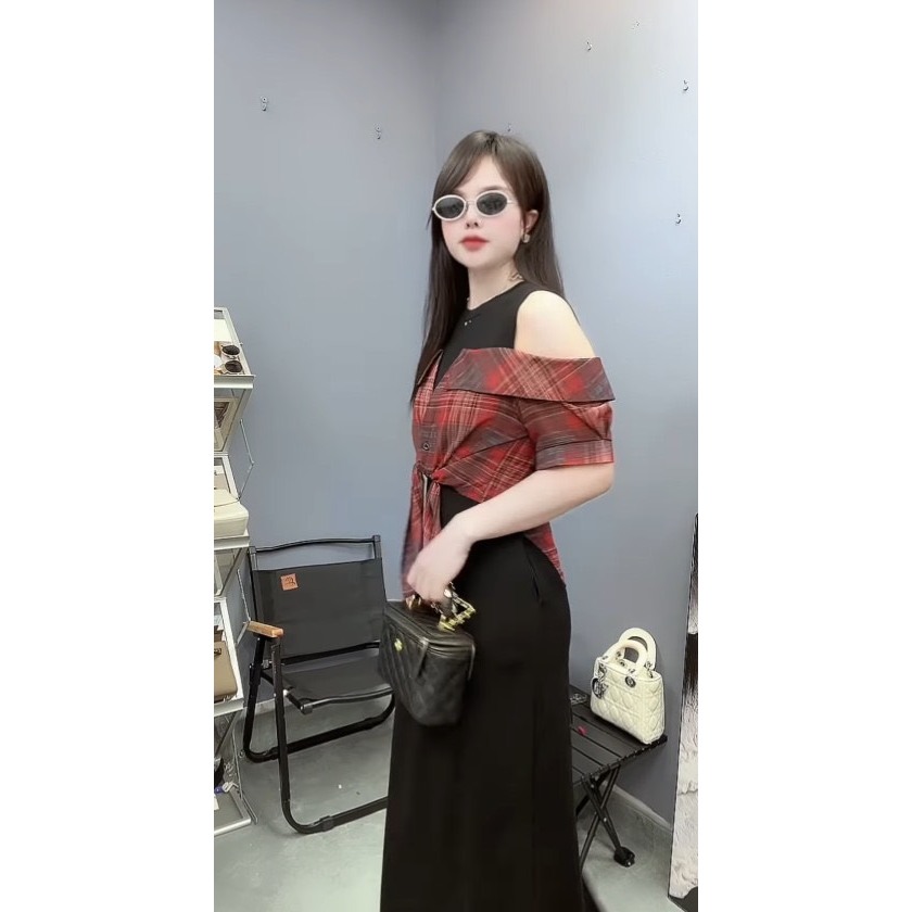 A65 Váy Phối Áo Dây Buộc