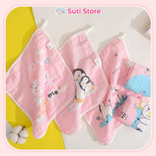 Set 5 khăn sữa, khăn mặt 6 lớp sợi tre Lee lee kid cao cấp, dày dặn cho bé