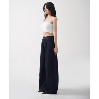 Quần jeans ống xuông loe xanh navy Worthy JEANS