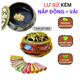 LƯ XÔNG TRẦM HƯƠNG BẰNG SỨ VÀ NẮP ĐỒNG CAO CẤP- TẶNG KÈM VẢI CHỐNG CHÁY- TANUSTORE