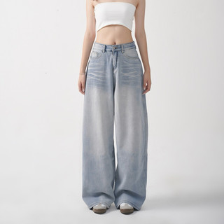 Quần bò jeans ống xuông rộng xanh loang Everyday JEANS