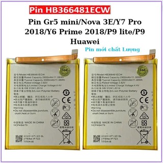 Pin gr5 mini/nova 3e/y7 pro 2018/y6 prime 2018/p9 lite/p9 huawei mới