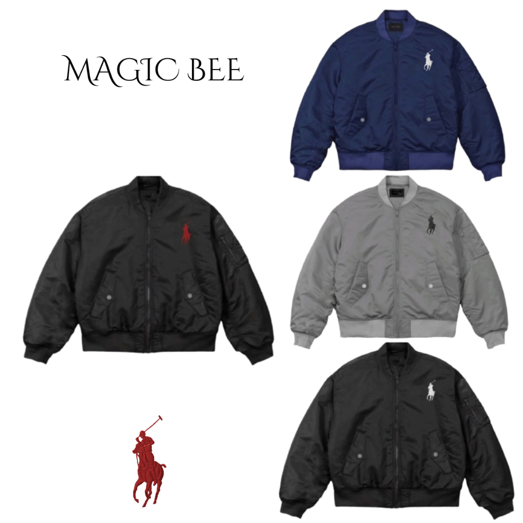 Áo Bomber ngựa thêu 3 lớp Nam Nữ Magic Bee Áo khoác bomber trần trám Jacket Cao Cấp