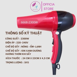 Máy sấy tóc 6668 sấy 2 chiều nóng lạnh công suất lớn 2300w sấy tóc nhanh khô