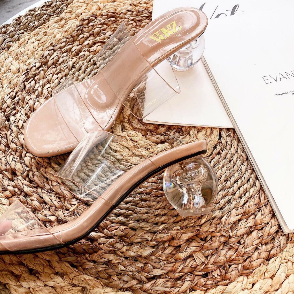 BÁN SỈ- DÉP NỮ CAO GÓT 5P GÓT TRÒN TRỨNG HAI QUAI TRONG