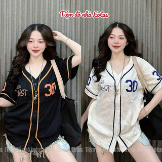 Áo thun nữ dáng bóng chày thể thao phối nút cá tính