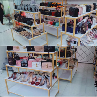 [Kho sào kệ shop]Kệ khung sắt trưng bày shop mỹ phẩm,giày dép,nón,túi xách.kệ sắt trưng bày sản phẩm giữa shop.VNS -019
