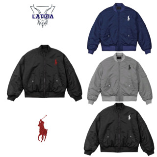 Áo khoác Bomber uninsex nam nữ RALPH LAUREN trần bông 3 lớp, áo khoác bomber form rộng thêu ngựa