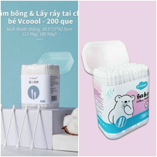 tăm bông vcoool kháng khuẩn lõi giấy hộp 200 que