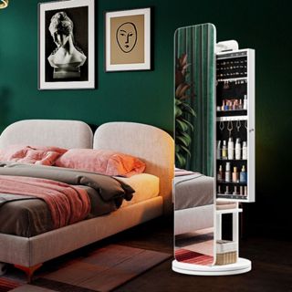 Gương xoay 360 độ, gương trang điểm kết hợp hộc tủ bàn phần và bảng Pegboard