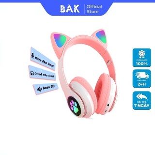 SU23 Tai nghe bluetooth BAK VIV -23M  tai mèo có mic Headphone tai mèo dễ thương, âm bass mạnh mẽ, dung lượng pin khủng