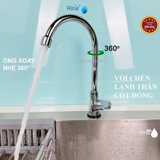 Vòi nước rửa chén bát lạnh đồng thau xi bóng Rina RN6025 nước nhanh mạnh