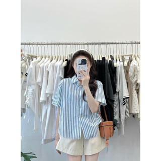 Sơ mi kẻ logo (ảnh thật/ có sẵn)