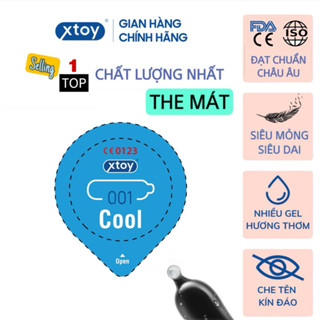 Lẻ Bao cao su XTOY COOL the mát, gân gai siêu mỏng, nhiều gel bôi trơn, hương thơm Hộp 10 bcs