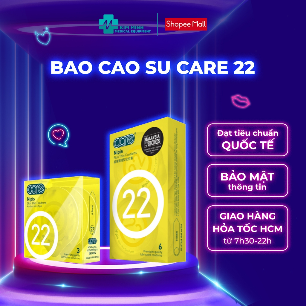  Bao cao cao su Care 22 nhiều gel bôi trơn hương nước hoa hộp 3 chiếc 6 chiếc 