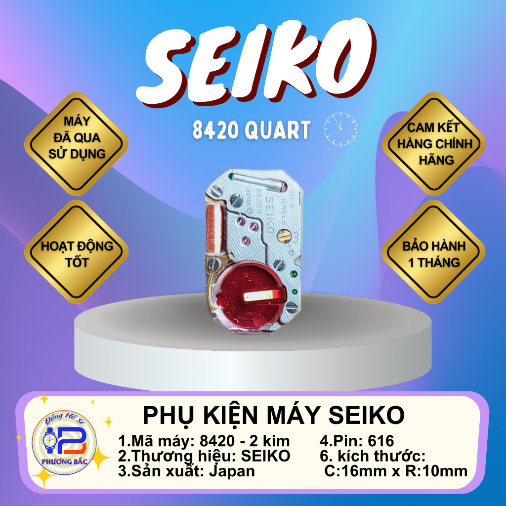 Bộ máy linh kiện đồng hồ seiko 8420 - 2 kim, chạy pin 616, máy bóc từ đồng hồ si nhật Seiko chính hã
