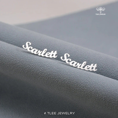 Khuyên tai bạc nữ TLEE bông tai tên chữ theo yêu cầu TLEE JEWELRY B0443