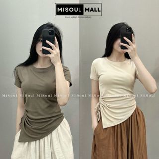 Áo thun vạt chéo rút dây MiSoul Mall xinh xắn nhiều màu, tôn dáng cổ tròn -200