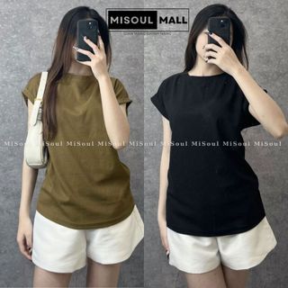 Áo tay hến nữ cổ tròn misoul mall,áo thun tổ ong tay hến cao cấp 198