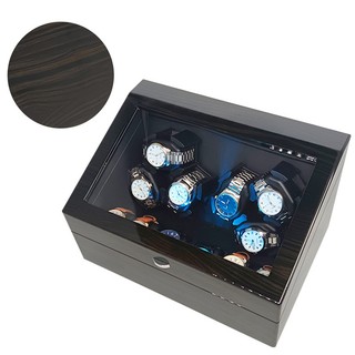 < CÓ PHIẾU BÁO HÀNH CHÍNH HÃNG > Hộp GỖ đựng đồng hồ cơ mẫu 6 xoay 6 tĩnh có đèn LED sang trọng