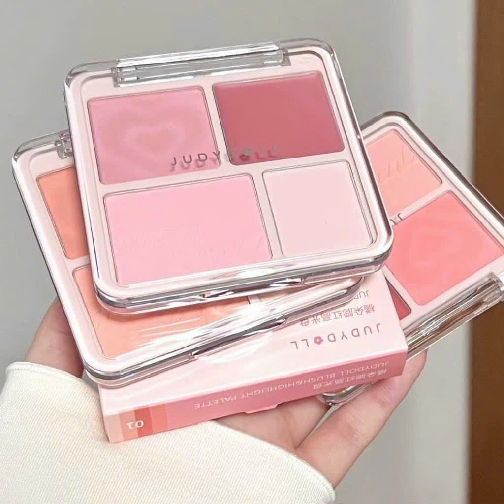 Bảng Phấn Má Hồng Bắt Sáng 4 Ô JUDYDOLL Blush & Highlight Palette Màu 02