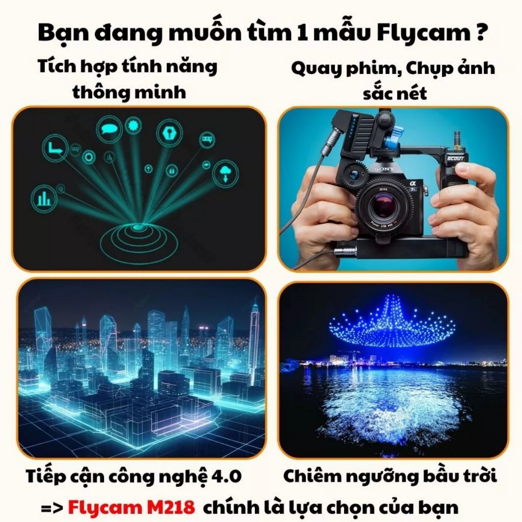 FLYCAM M218 NEW 2024 +GPS+CHỐNG RUNG 3 TRỤC+HỖ TRỢ THẺ SD CHÍNH HÃNG | BigBuy360 - bigbuy360.vn