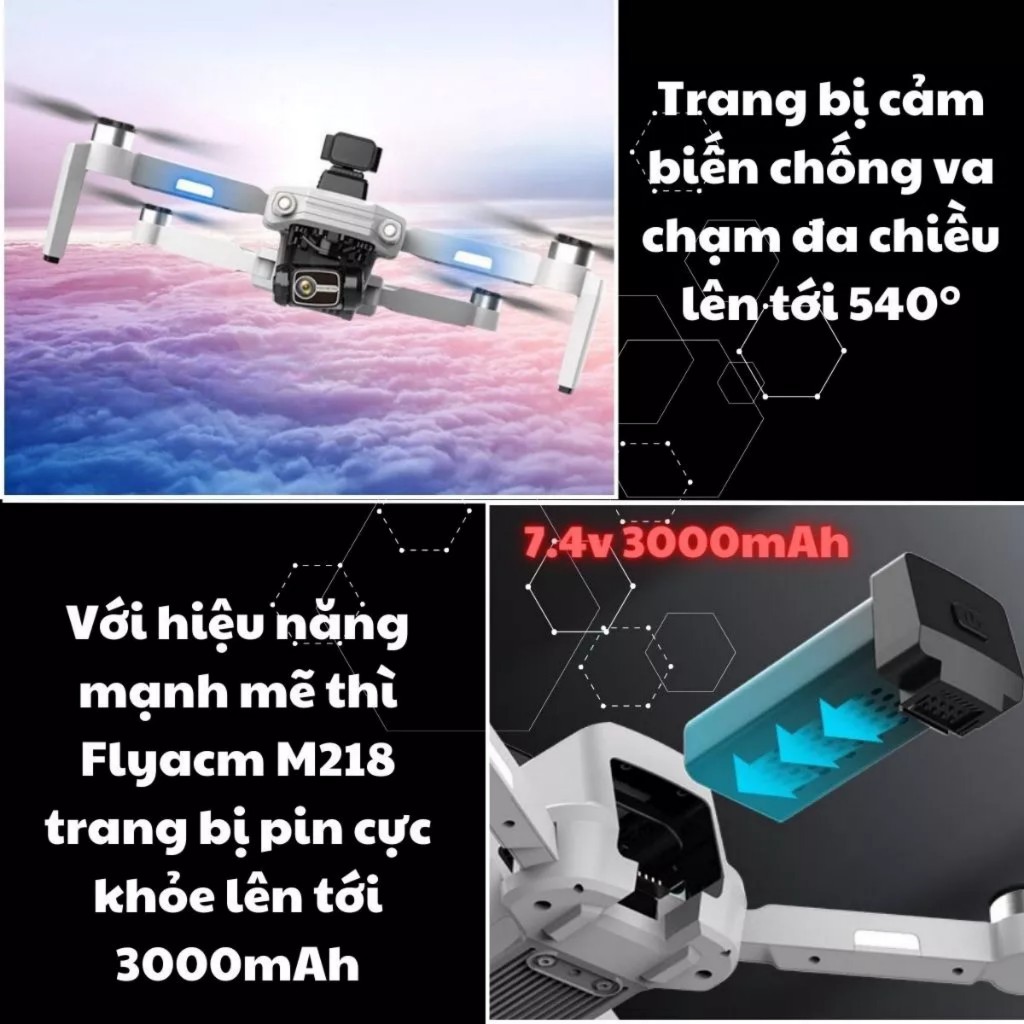 FLYCAM M218 NEW 2024 +GPS+CHỐNG RUNG 3 TRỤC+HỖ TRỢ THẺ SD CHÍNH HÃNG | BigBuy360 - bigbuy360.vn