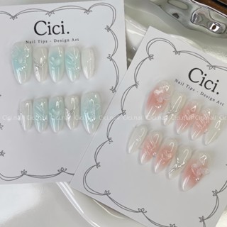 Nailbox Thiết Kế Thạch Charm Thuỷ Tinh C123 Trong Trẻo Có 2 Màu Ombre Hồng Xanh Đủ Form By Cici