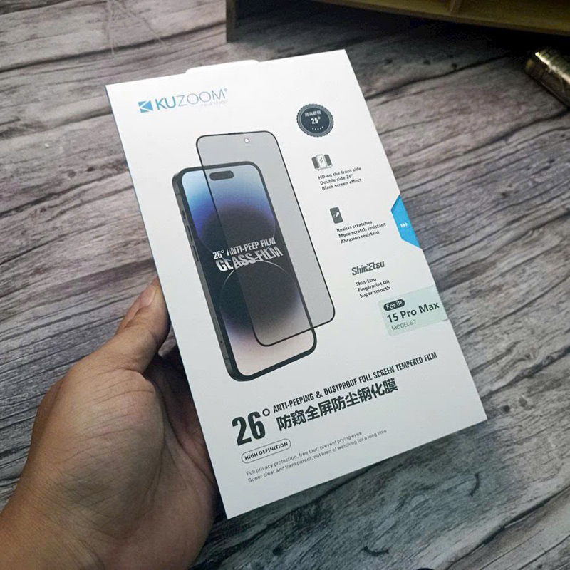 Kính cường lực Kuzoom chống nhìn trộm ip17/ ip17 pro/ ip17 Air/ ip17 pro max
