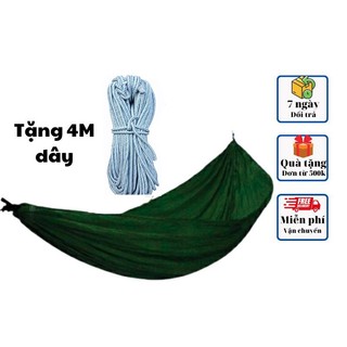 Võng dù 2 lớp/kèm 4m dây dù 8ly loại chịu nắng mưa/ kích thước 1m4x2m2