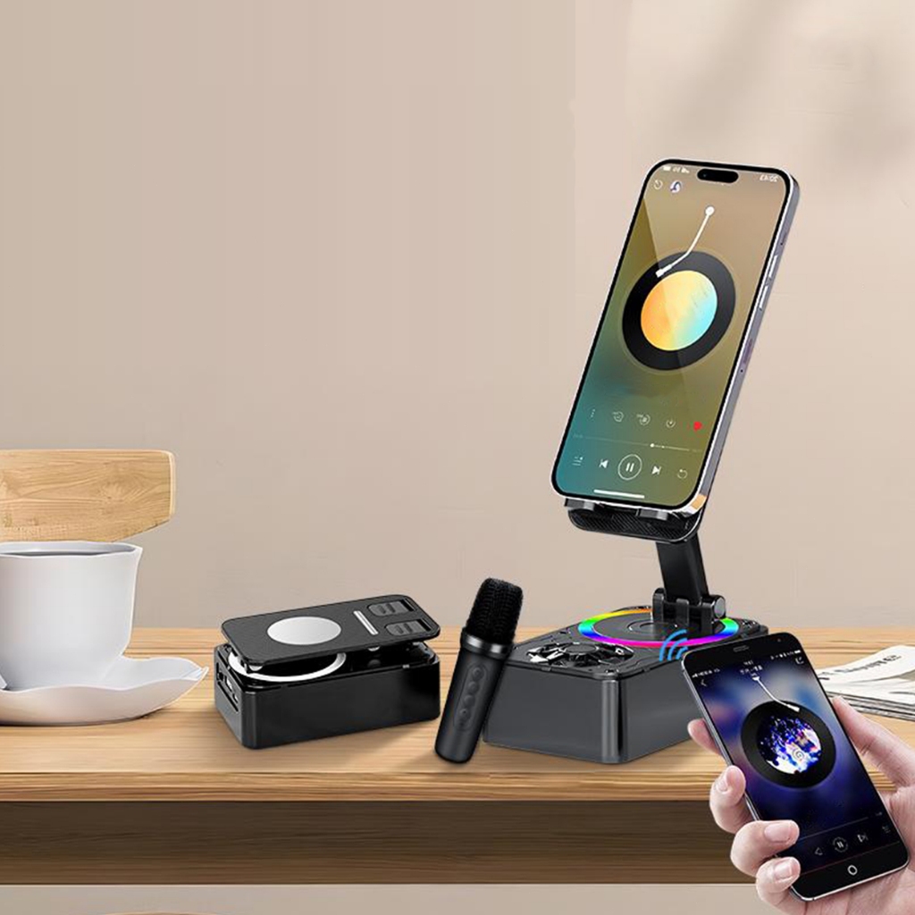 Loa Bluetooth đa chức năng 3 trong 1, sạc dự phòng,giá đỡ điện thoại, karaoke có micrô,có đế chống trầy xước chống trượt