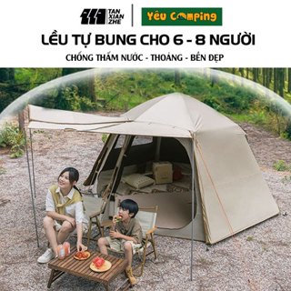  Lều cắm trại lục giác siêu lớn 2 lớp riêng biệt tăng cường chống thấm cách nhiệt chống nắng nóng 