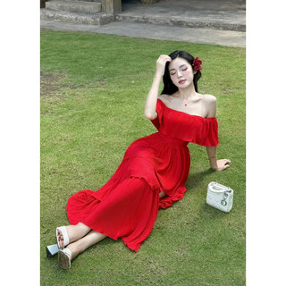 [FREESHIP] Đầm Maxi  đi biển xếp ly bẹt vai - Nhà Lỳ Có Maxi