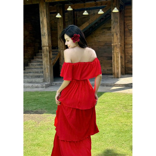[FREESHIP] Đầm Maxi  đi biển xếp ly bẹt vai - Nhà Lỳ Có Maxi