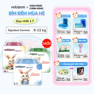 Combo 2 Bịch Tã/Bỉm Đêm NABIZAM Signature Summer Nội Địa Hàn, Mỏng Mềm, Thoáng Khí, Siêu Thấm Hút Size L30/XL26/2XL22