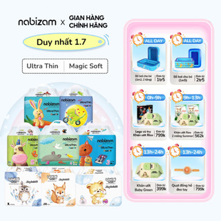 Combo 8 Tã/Bỉm NABIZAM Êm Mỏng Vượt Trội, Chống Tràn Tối Đa, Đủ Loại Kích Cỡ Bé Từ 3kg Đến 25kg, Quy Cách 20-50 Miếng
