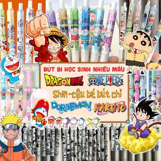 Bút gel mực đen nhiều mẫu shin, doraemon, one piece, naruto, dragon ball bút học sinh anime manga xinh xắn doremon