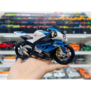 Mô hình xe độ Bmw S1000rr Blue White Pô Sc - Mâm Tỉ Lệ 1:12 Autono1 D224E