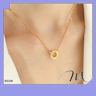 Dây chuyền nữ Titan khoen tròn La Mã lồng đá sang trọng - Măng's House DC09