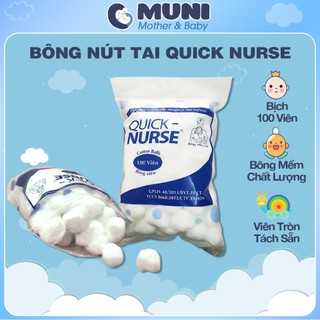 Bông Nút Tai Tiện Lợi Quick Nurse (Bịch 100 Viên To) - 8936040074126